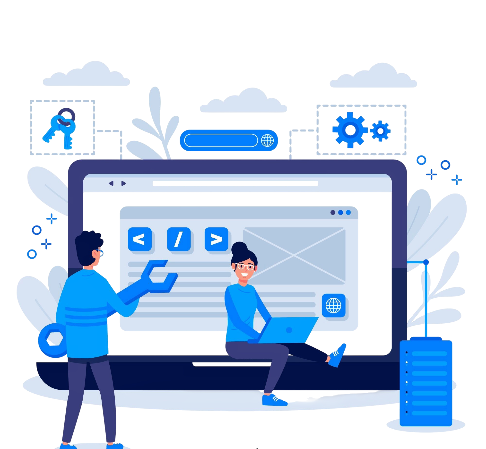 Hombre con una tablet mostrando soluciones web